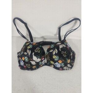 Victoria's Secret Very Sexy Push Up 34D Black Floral Padded Lingerie